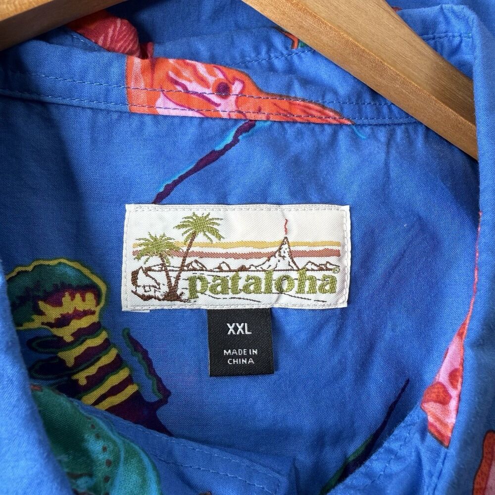 Patagonia Pataloha Shirt Mens XXL Lobster Fish Sea Harvest Blue Hawaiian Camp - Picture 4 of 10